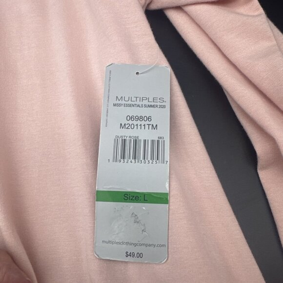 Multiples Women’s Pink Button Accent 3/4 Sleeve Knit Tunic Blouse Top Sz L NEW - Picture 8 of 10